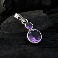 Lily Purple Gemstone Pendant in Silver Design