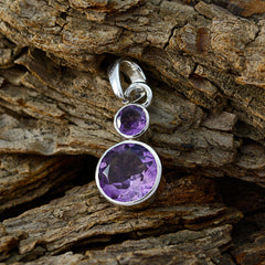 Lily Purple Gemstone Pendant in Silver Design