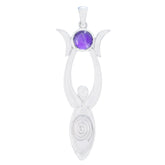 Claire Purple Gemstone Pendant - Elegant Silver Design Amethyst Purple Purple