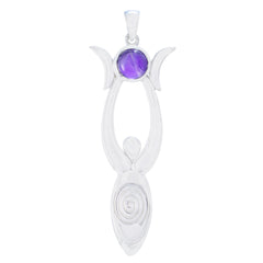 Claire Purple Gemstone Pendant - Elegant Silver Design Amethyst Purple Purple