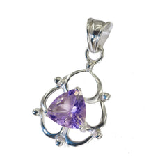 Ivana Purple Gemstone Pendant in Silver Design