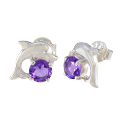 Lourdes Purple Gemstone Stud Earrings for Everyday Glam