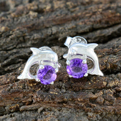 Lourdes Purple Gemstone Stud Earrings for Everyday Glam