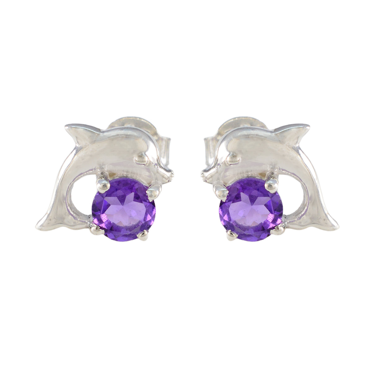 Lourdes Purple Gemstone Stud Earrings for Everyday Glam Amethyst Purple Stud
