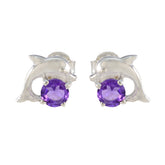 Lourdes Purple Gemstone Stud Earrings for Everyday Glam Amethyst Purple Stud