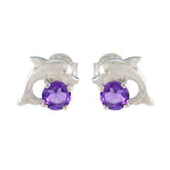 Lourdes Purple Gemstone Stud Earrings for Everyday Glam Amethyst Purple Stud
