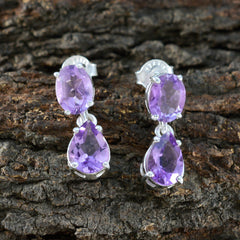 Teresa Purple Gemstone Stud Earrings for Everyday Glam