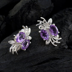 Layla Purple Gemstone Stud Earrings for Everyday Glam