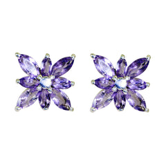 Lorena Purple Gemstone Stud Earrings for Everyday Glam Amethyst Purple Stud