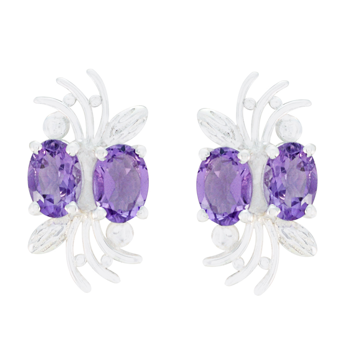 Layla Purple Gemstone Stud Earrings for Everyday Glam Amethyst Purple Stud