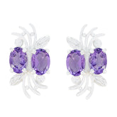 Layla Purple Gemstone Stud Earrings for Everyday Glam Amethyst Purple Stud