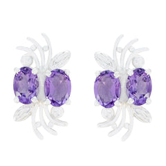 Layla Purple Gemstone Stud Earrings for Everyday Glam Amethyst Purple Stud