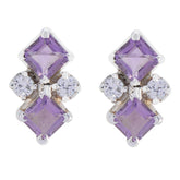Florencia Purple Gemstone Stud Earrings - Glam Up Your Style Amethyst Purple Stud