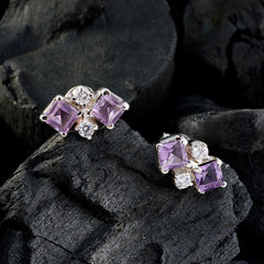 Florencia Purple Gemstone Stud Earrings - Glam Up Your Style