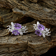 Layla Purple Gemstone Stud Earrings for Everyday Glam