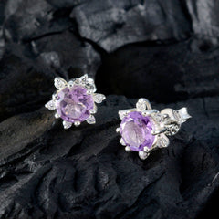 Ivy Purple Gemstone Stud Earrings for Everyday Glam
