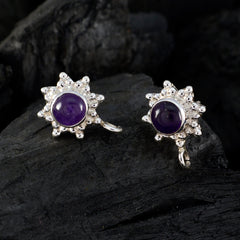 Seo-yeon Purple Gemstone Stud Earrings - Elegant Style