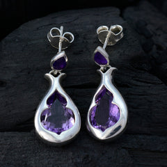 Eliza Purple Gemstone Stud Earrings for Everyday Glam