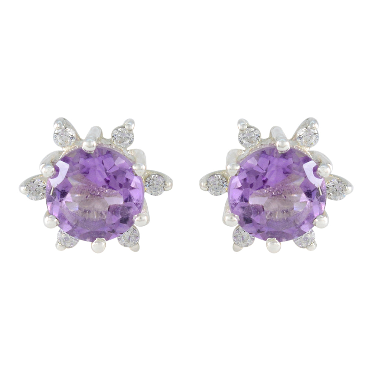 Ivy Purple Gemstone Stud Earrings for Everyday Glam Amethyst Purple Stud