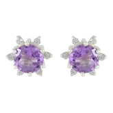 Ivy Purple Gemstone Stud Earrings for Everyday Glam Amethyst Purple Stud