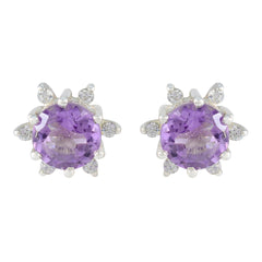 Ivy Purple Gemstone Stud Earrings for Everyday Glam Amethyst Purple Stud