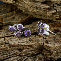 Agustina Purple Gemstone Stud Earrings for Everyday Glam