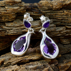 Eliza Purple Gemstone Stud Earrings for Everyday Glam