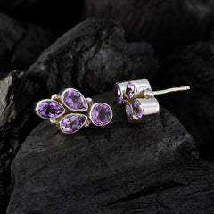Agustina Purple Gemstone Stud Earrings for Everyday Glam