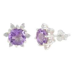 Ivy Purple Gemstone Stud Earrings for Everyday Glam