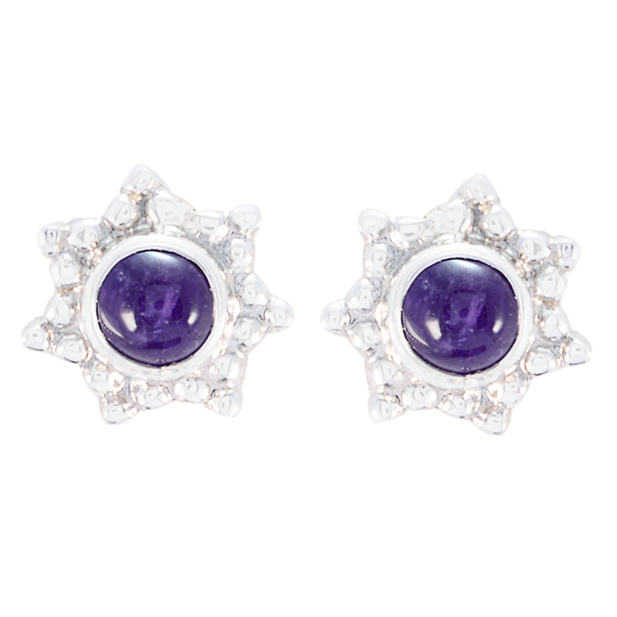 Seo-yeon Purple Gemstone Stud Earrings - Elegant Style Amethyst Purple Stud