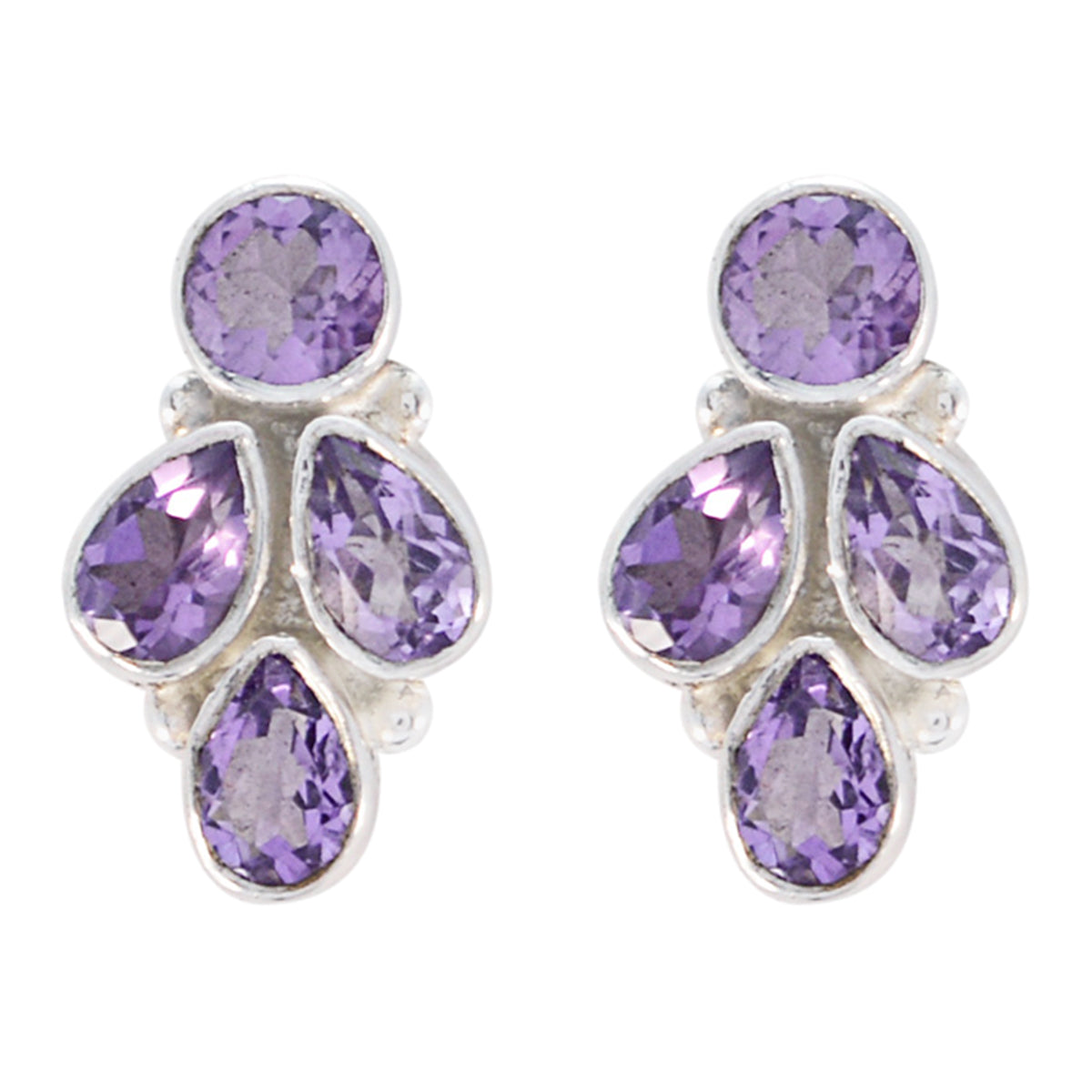 Agustina Purple Gemstone Stud Earrings for Everyday Glam Amethyst Purple Stud