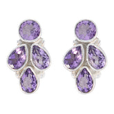 Agustina Purple Gemstone Stud Earrings for Everyday Glam Amethyst Purple Stud