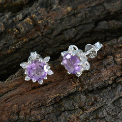 Ivy Purple Gemstone Stud Earrings for Everyday Glam