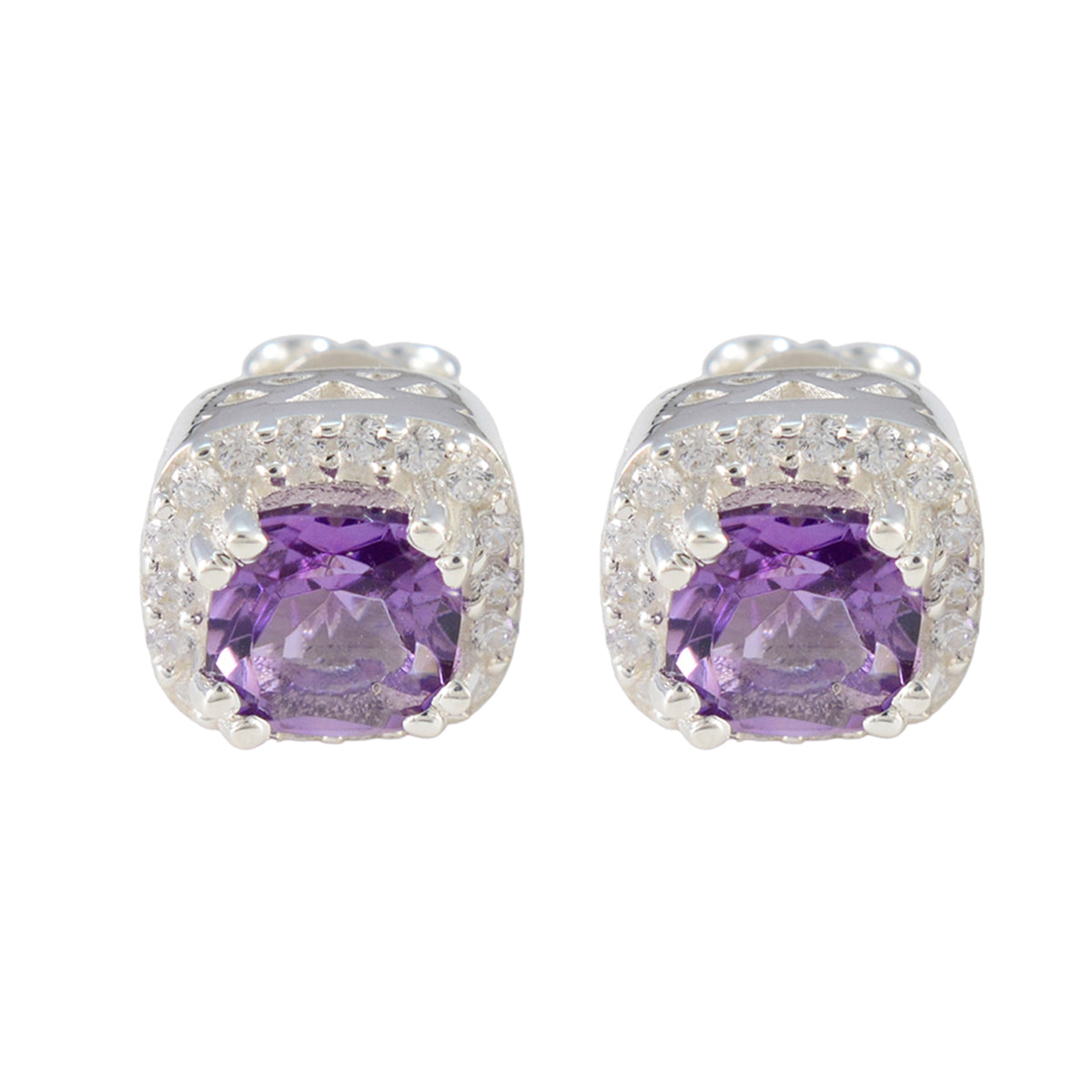 Rebeca Purple Gemstone Stud Earrings for Everyday Glam Amethyst Purple Stud