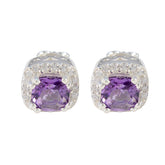 Rebeca Purple Gemstone Stud Earrings for Everyday Glam Amethyst Purple Stud