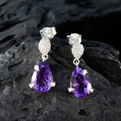 Lourdes Purple Gemstone Stud Earrings for Glam Looks