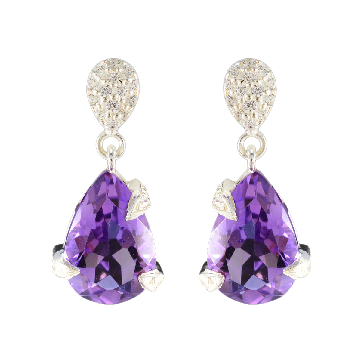 Lourdes Purple Gemstone Stud Earrings for Glam Looks Amethyst Purple Stud