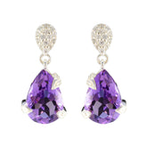Lourdes Purple Gemstone Stud Earrings for Glam Looks Amethyst Purple Stud