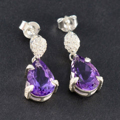 Lourdes Purple Gemstone Stud Earrings for Glam Looks