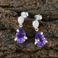 Lourdes Purple Gemstone Stud Earrings for Glam Looks