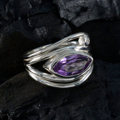 Sofia purple gemstone toi et moi ring with marquise cut purple gemstone and silver band