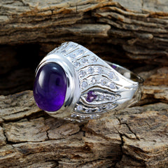 Autumn Purple Halo Gemstone Ring Silver Design