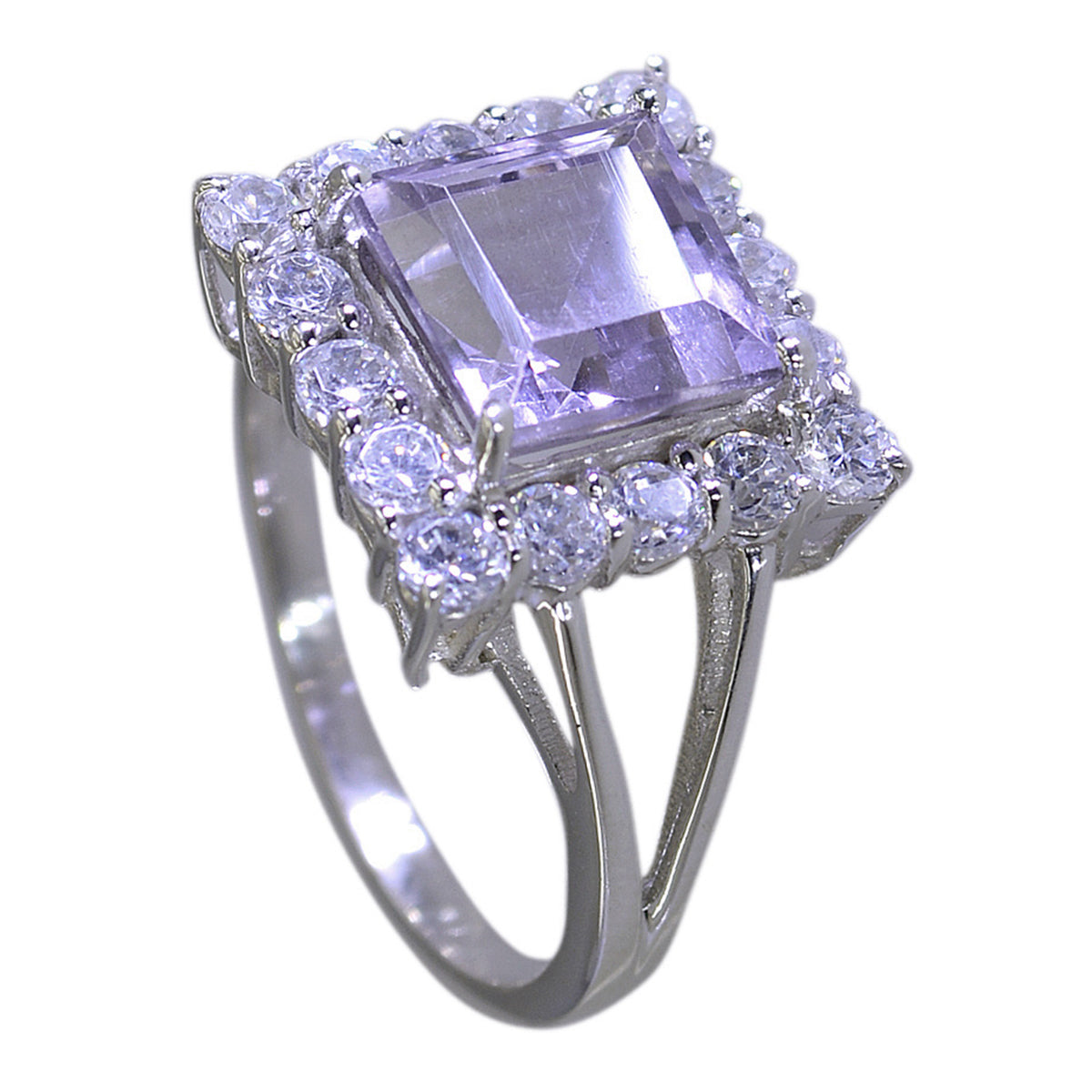 Zoey Purple Halo Ring with Elegant Gemstone Accents Amethyst Purple