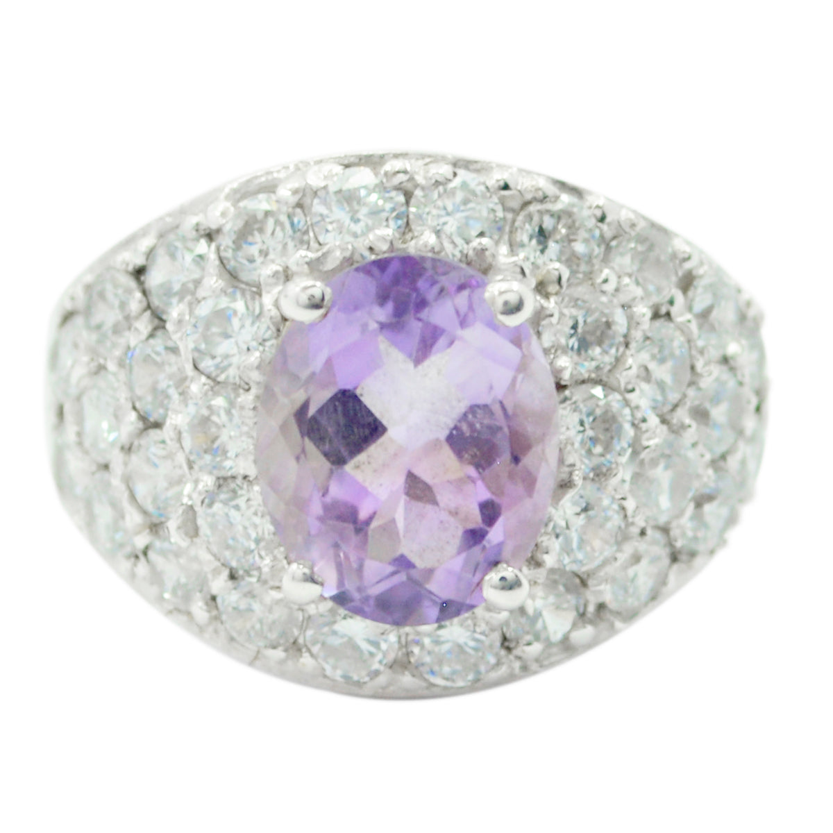 Yasmin Purple Halo Ring with Sparkling Gemstones Amethyst Purple