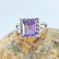 Zoey Purple Halo Ring with Elegant Gemstone Accents