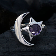 Ella Purple Moon and Star Ring with Amethyst Gemstone