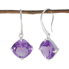 Min-seo Purple Solitaire Dangle Earrings for Glam Style Amethyst Purple Dangle