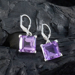 Ling Purple Solitaire Dangle Earrings for Elegant Style
