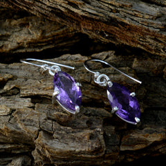 Giulia Purple Solitaire Dangle Earrings for Glam Look