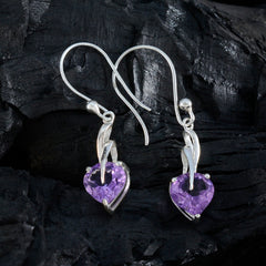 Natalie Purple Solitaire Dangle Earrings for Glam Looks